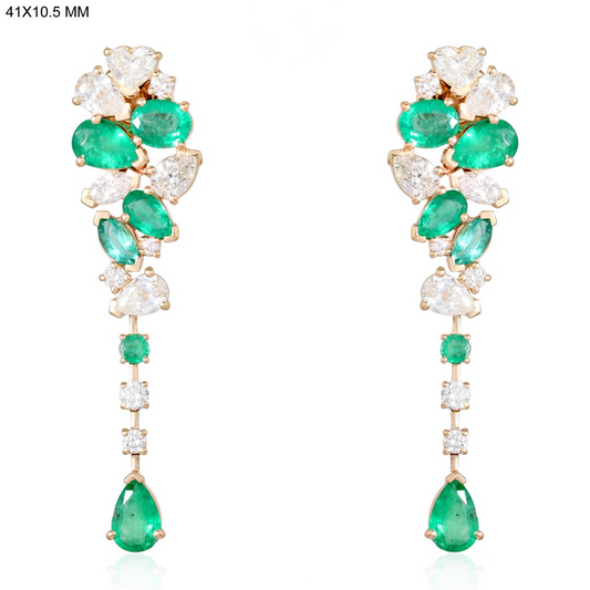 Luminous Gemstone Danglers Drop Earrings in 14K Yellow Gold