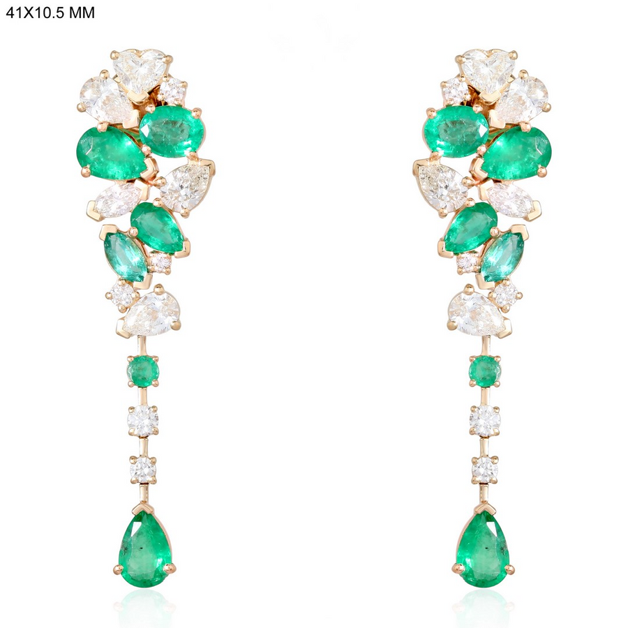 Luminous Gemstone Danglers Drop Earrings in 14K Yellow Gold