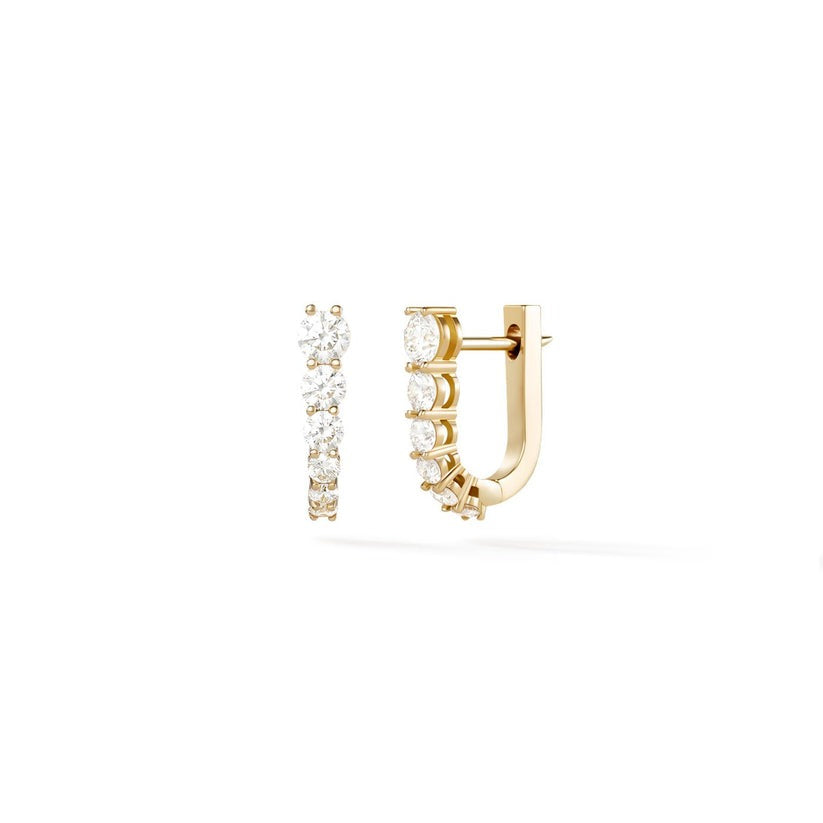 Round Diamond Mini Hoop Earrings in 14K Yellow Gold