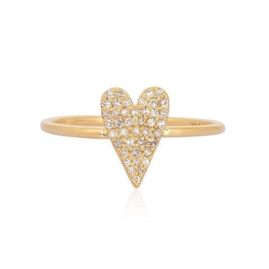 Heart Shape Diamond Crest Signet Ring in 14K Yellow Gold
