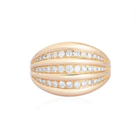 High Polish Triple Diamond Bands Ring in 14K Yellow Gold