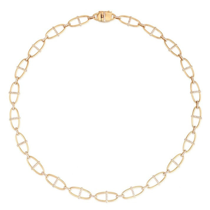Accented Open Link Diamond Chain Necklace in 14K Yellow Gold