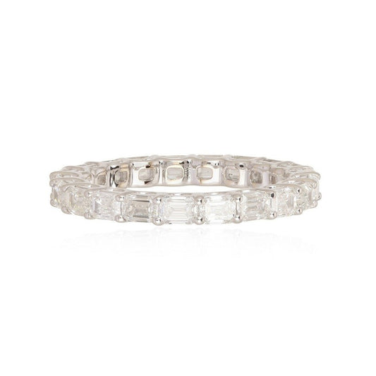 Petite Emerald Cut Diamond Eternity Ring in 18K White Gold