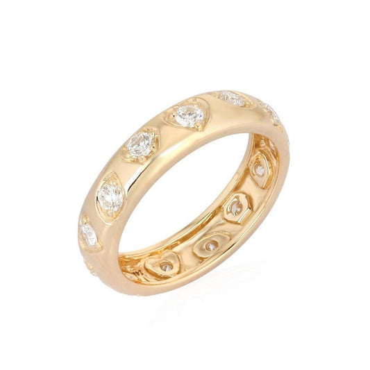 Bezel Set Pear Diamond Eternity Band Ring in 14K Yellow Gold