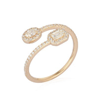 Two Shape Diamond Open Wrap Ring in 14K Yellow Gold
