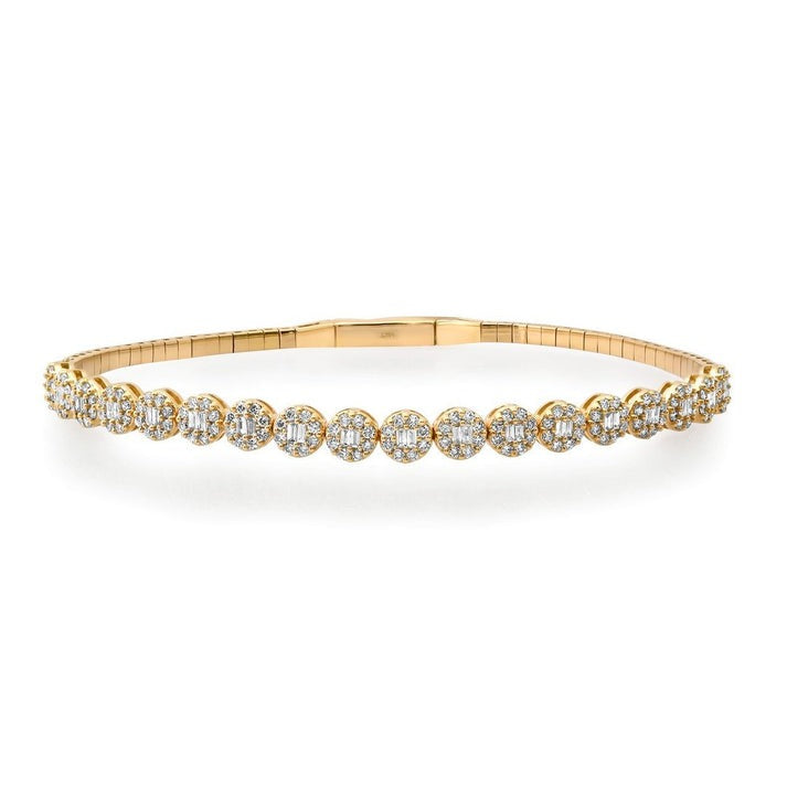 Pure Round Diamond Bangle Bracelet in 14K Yellow Gold