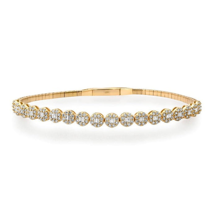 Pure Round Diamond Bangle Bracelet in 14K Yellow Gold