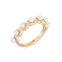 Gold Bubble Freshwater Pearls Eternity Ring in 14K Yellow Gold