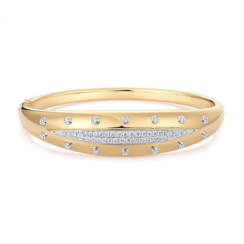 Floral Radiance Bangle Bracelet in 14K Yellow Gold