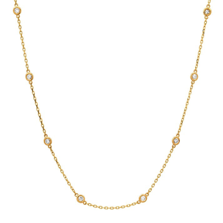 Retro Diamond Station Necklace in 14K Yellow Gold