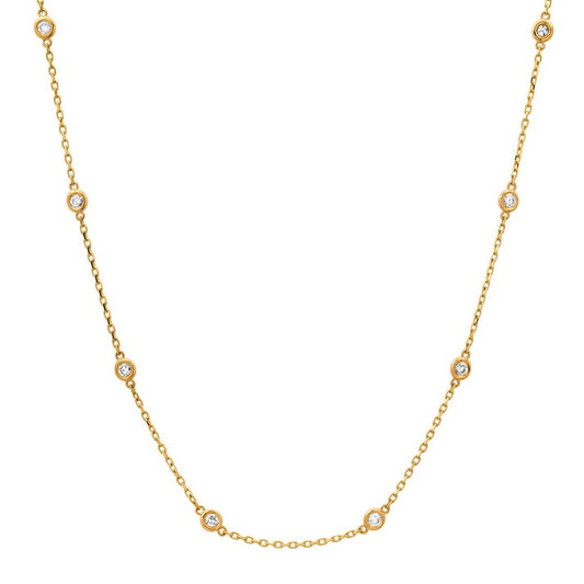 Retro Diamond Station Necklace in 14K Yellow Gold