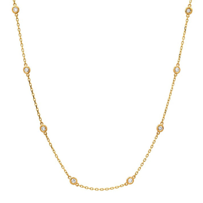 Retro Diamond Station Necklace in 14K Yellow Gold