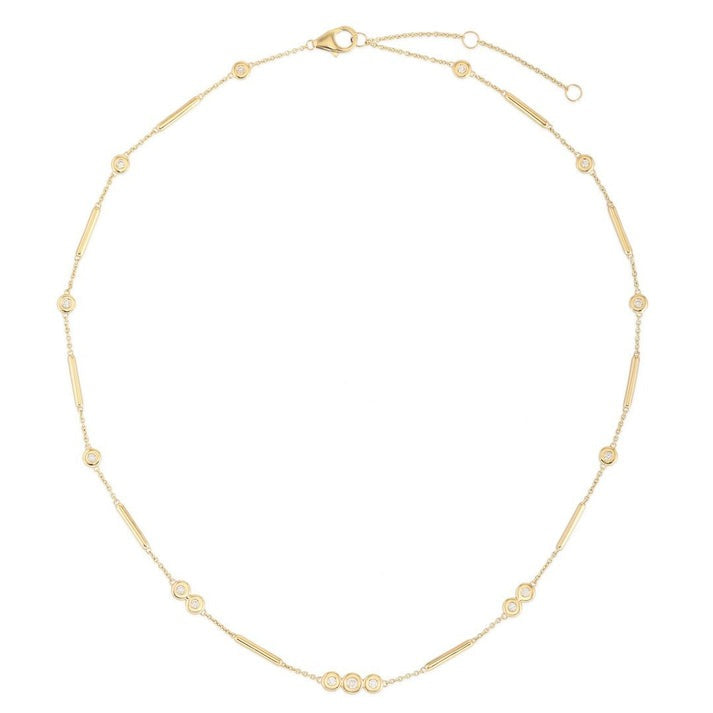 Diamond Bezel Bar Station Necklace in 14K Yellow Gold