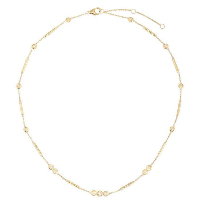 Diamond Bezel Bar Station Necklace in 14K Yellow Gold