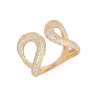 Pave Wave Open Band Ring in 14K Yellow Gold