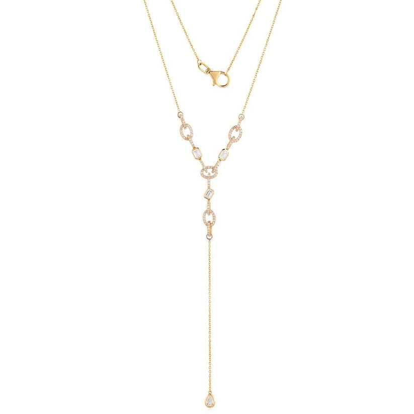 Diamond Link Lariat Necklace in 14K Yellow Gold