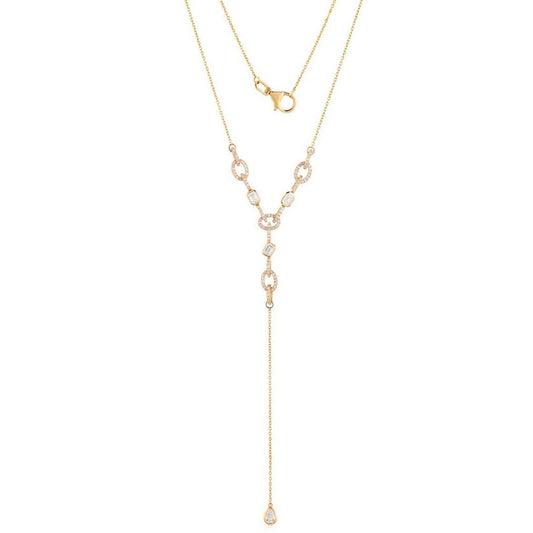 Diamond Link Lariat Necklace in 14K Yellow Gold