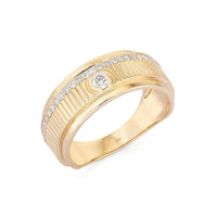 Bezel Set Diamond Statement Band Cigar Ring in 14K Yellow Gold