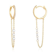 Linked Chain Diamond Huggie Earrings in 14K Yellow Gold