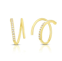 Open Spiral Diamond Hoop Earrings in 14K Gold