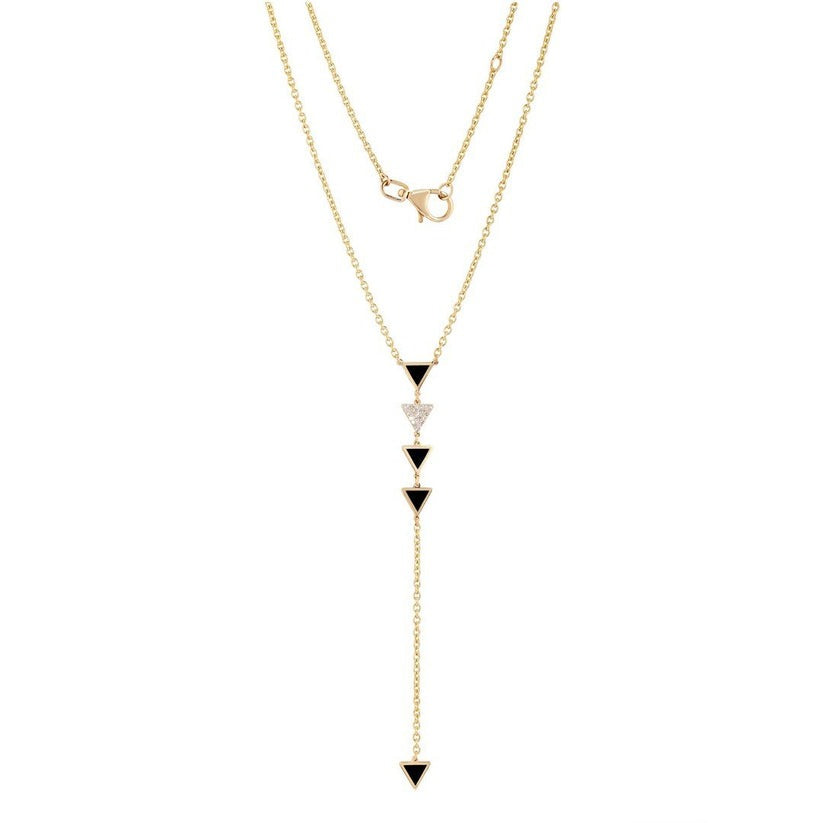Shine Black Enamel Lariat Necklace in 14K Yellow Gold