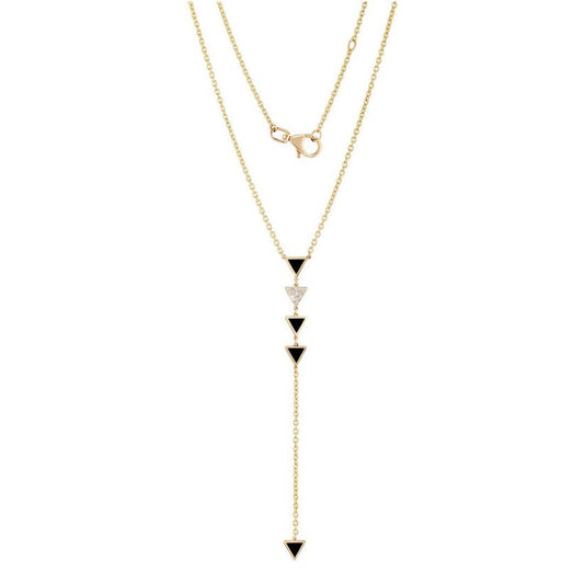 Shine Black Enamel Lariat Necklace in 14K Yellow Gold