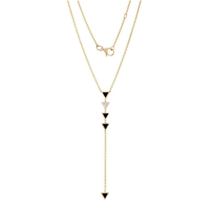 Shine Black Enamel Lariat Necklace in 14K Yellow Gold