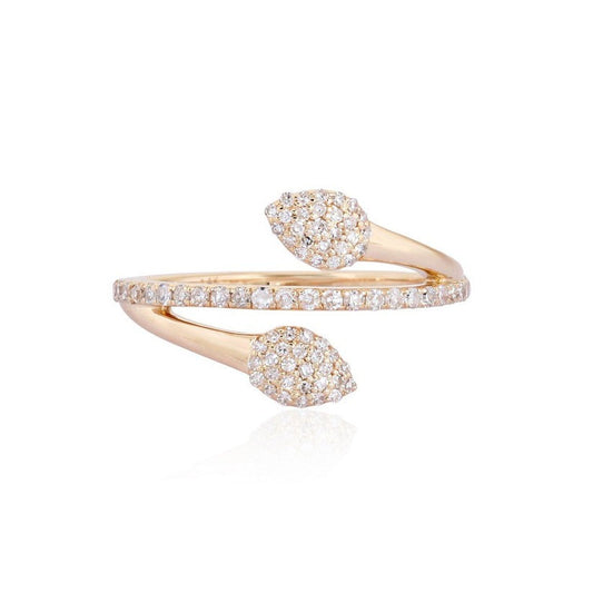 Spiral Diamond Open Wrap Ring in 14K Yellow Gold
