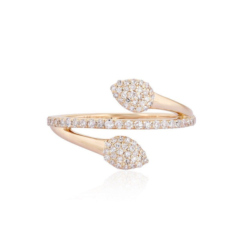 Spiral Diamond Open Wrap Ring in 14K Yellow Gold