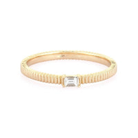 Minimalist Baguette Yellow Gold 14K Textured Diamond Ring
