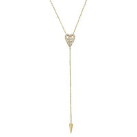 Starlight Diamond Heart Lariat Necklace in 14K Yellow Gold