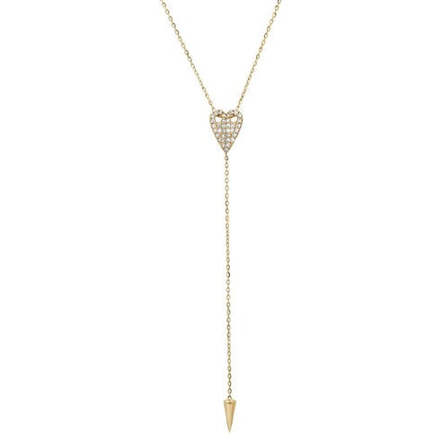 Starlight Diamond Heart Lariat Necklace in 14K Yellow Gold