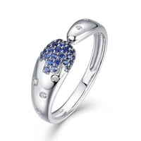Snake Ring Blue Sapphire Ring in 14K White Gold