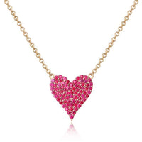 Diamond Ruby Charm Pendant Necklace in 14K Yellow Gold