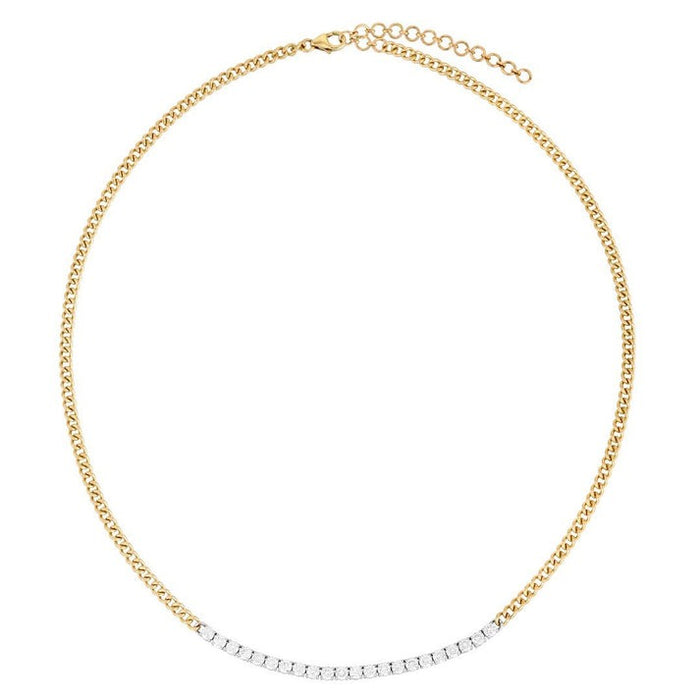 Cuban Diamond Bar Chain Necklace in 14K Yellow Gold