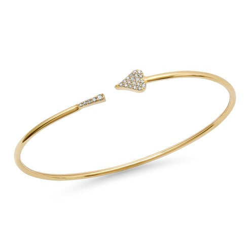 Twinkling Aura Heart Shape Bangle Bracelet in 14K Yellow Gold