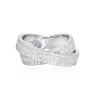Statement Crossover Band Diamond Layered Ring in 14K White Gold