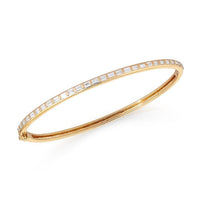 Square Cut Diamond Channel Bangle Bracelet in 14K Yellow Gold