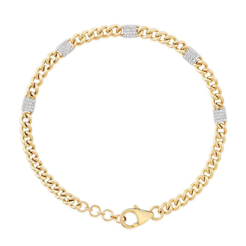 Stream Diamond Chain Link Bracelet in 14K Yellow Gold