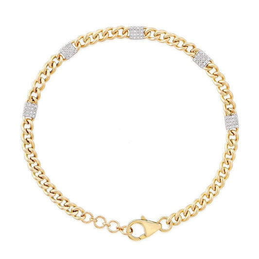 Stream Diamond Chain Link Bracelet in 14K Yellow Gold