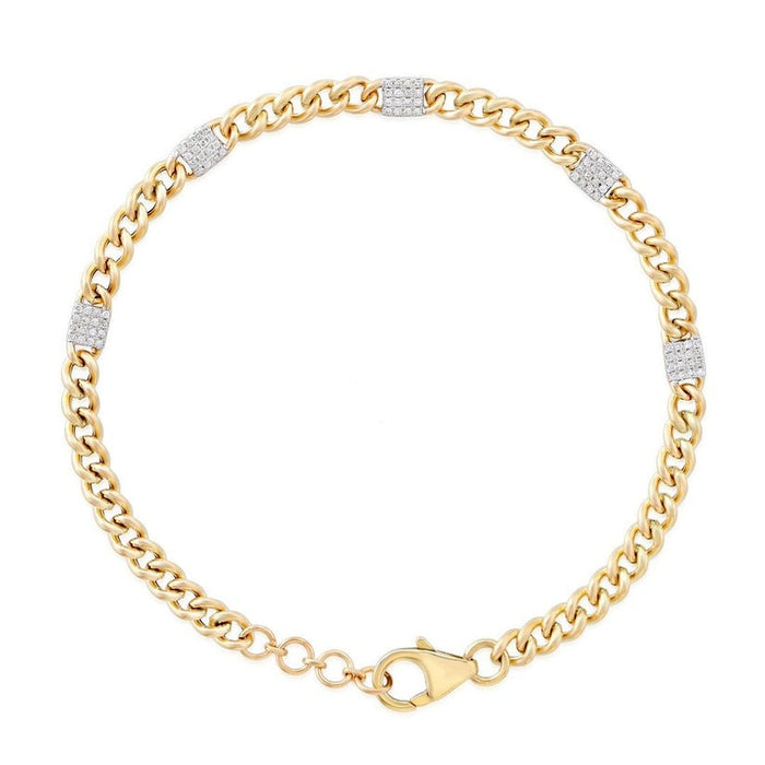 Stream Diamond Chain Link Bracelet in 14K Yellow Gold
