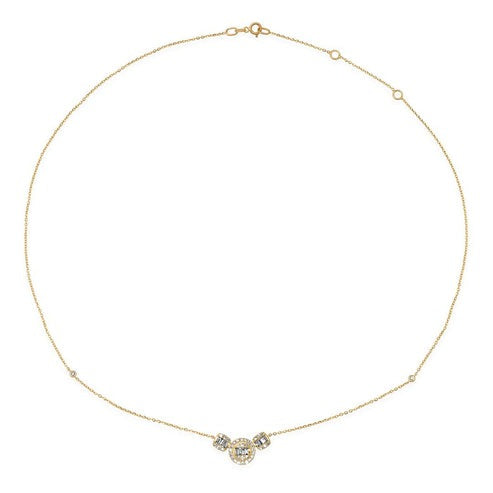 Baguette Diamond Round Pendant Necklace in 14K Yellow Gold
