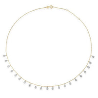 Dangling Teardrop Diamond Chain Necklace in 14K Yellow Gold