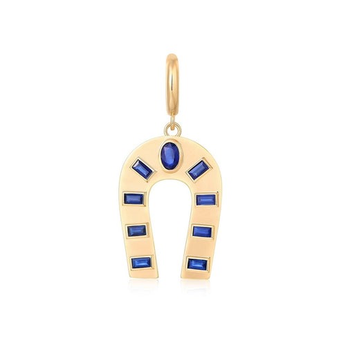 Blue Sapphire Emerald Pendant Necklace in 14K Yellow Gold