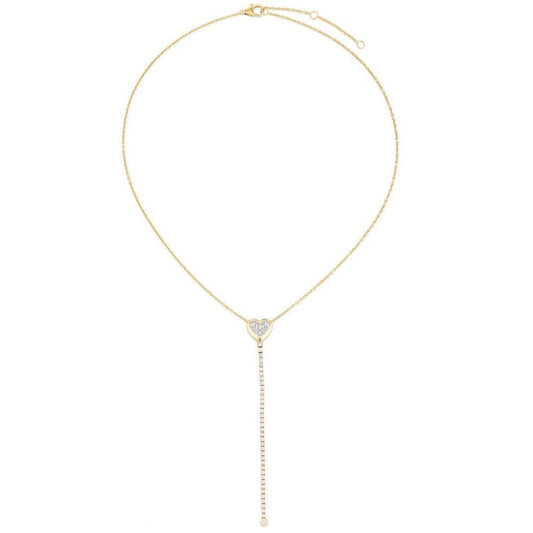 Heart Baguette Diamond Necklace in 14K Yellow Gold