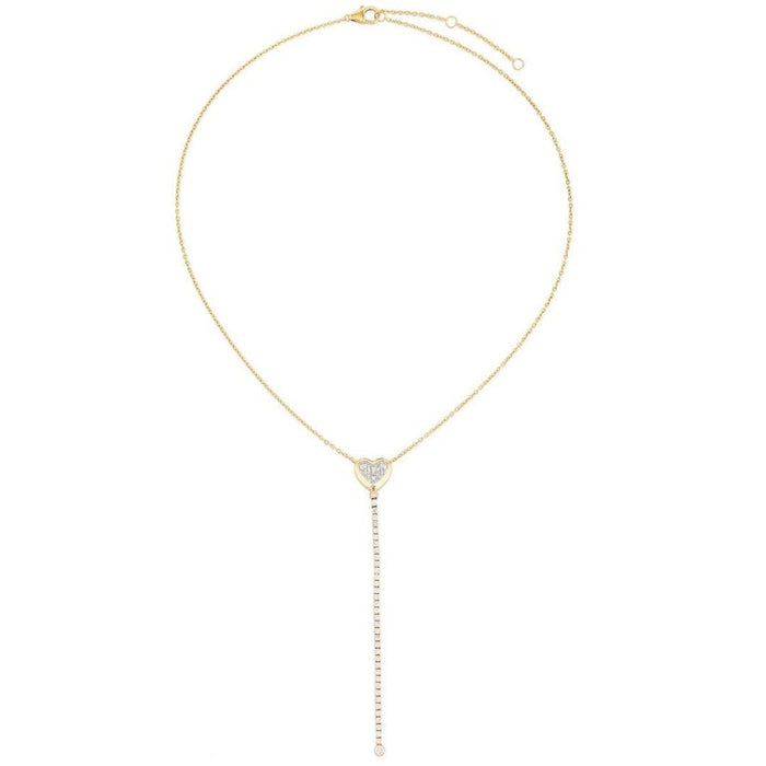 Heart Baguette Diamond Necklace in 14K Yellow Gold