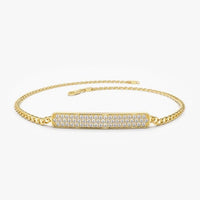 Round Diamond Bar Diamond Bracelet in 14K Yellow Gold