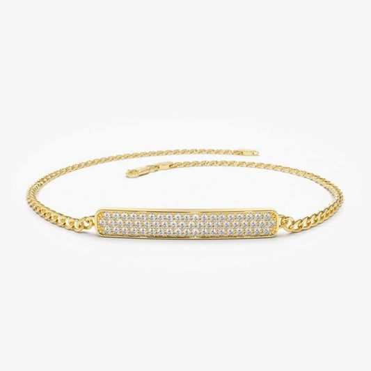 Round Diamond Bar Diamond Bracelet in 14K Yellow Gold