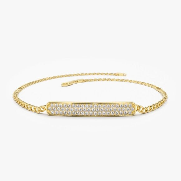 Round Diamond Bar Diamond Bracelet in 14K Yellow Gold