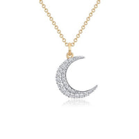 Brilliance Half Moon Pendant Necklace in 14K Yellow Gold